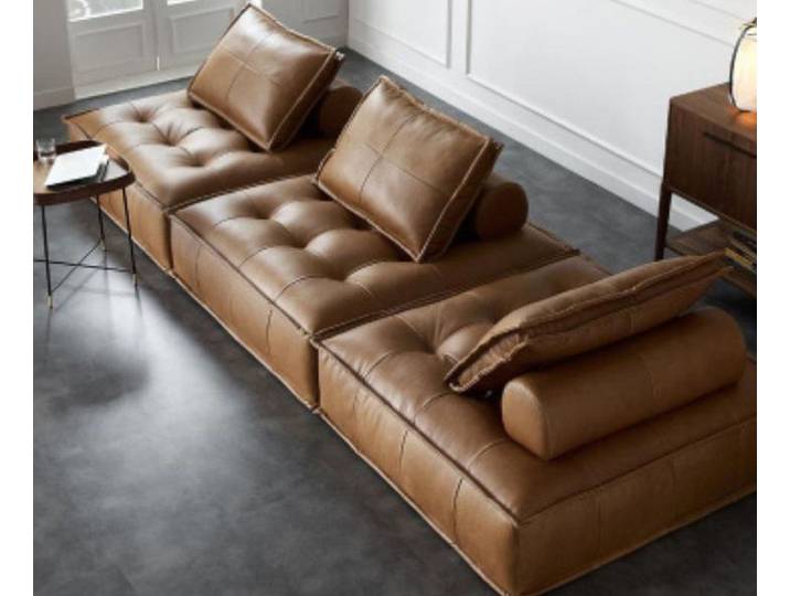 JVmoebel 3-Sitzer Bequeme Wohnlandschaft in braunem Kunstleder für modernes Wohnen, Made in Europa