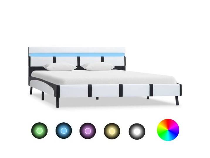 Clarence* Cadre de lit 2 Personnes - LED - SOLOMON - blanc 120x200 cm &Europ6700800