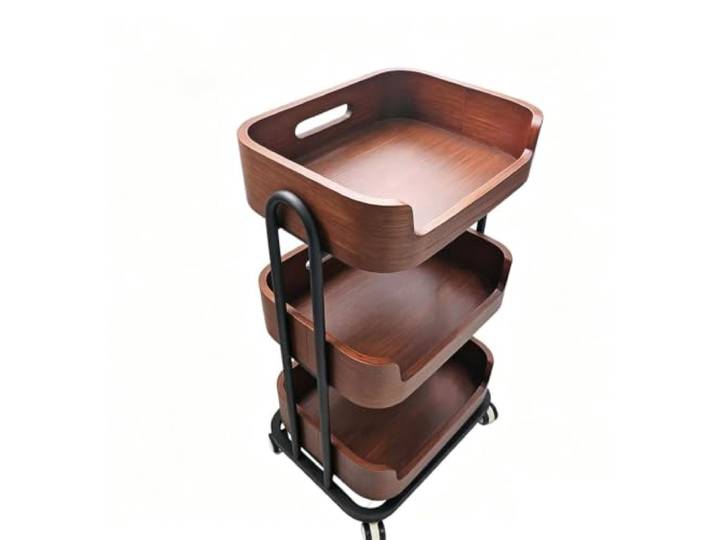 JFNKLFG Mehrschichtiges Lagerregal aus Massivholz Salonwagen-Organizer for Beauty-Tools