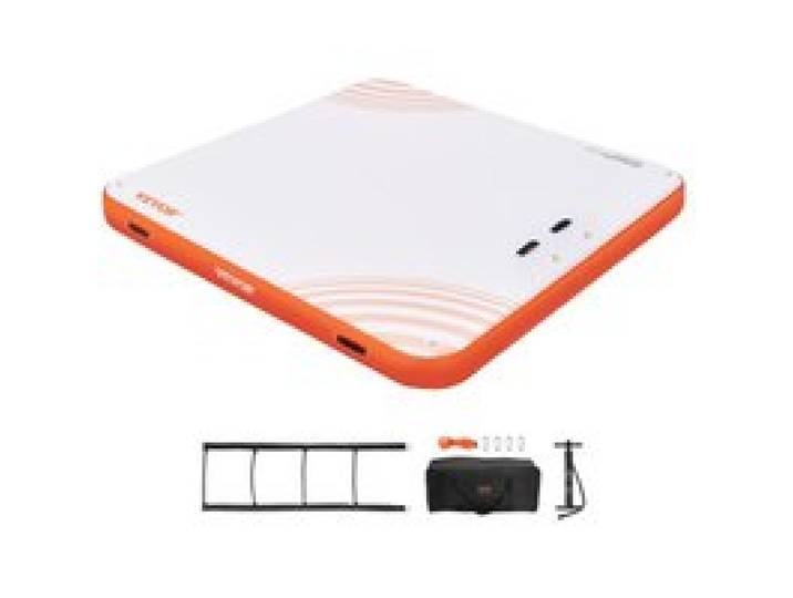 VEVOR Quai flottant gonflable, 2,13 x 2,13 m, plate-forme de quai gonflable tapis de quai flottant antidérapant avec sac de transport portable échelle amovible, radeau d'île pour piscine, plage, océan
