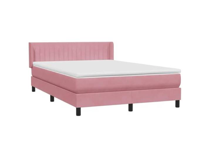 HMDNGOUT Boxspringbett Samtstoff Rosa 140x220 cm mit Matratze, Taschenfederkern und verstellbarem Kopfteil