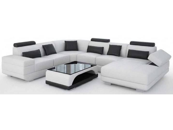 JVmoebel Ecksofa Weißes Ecksofa U Form Couchtisch Wohnzimmer Modern Luxus Möbelset, 2 Teile, Special features