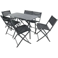 Gartenmöbel 7er-Set   ¦ schwarz ¦ Maße (cm): B: 110 H: 72
