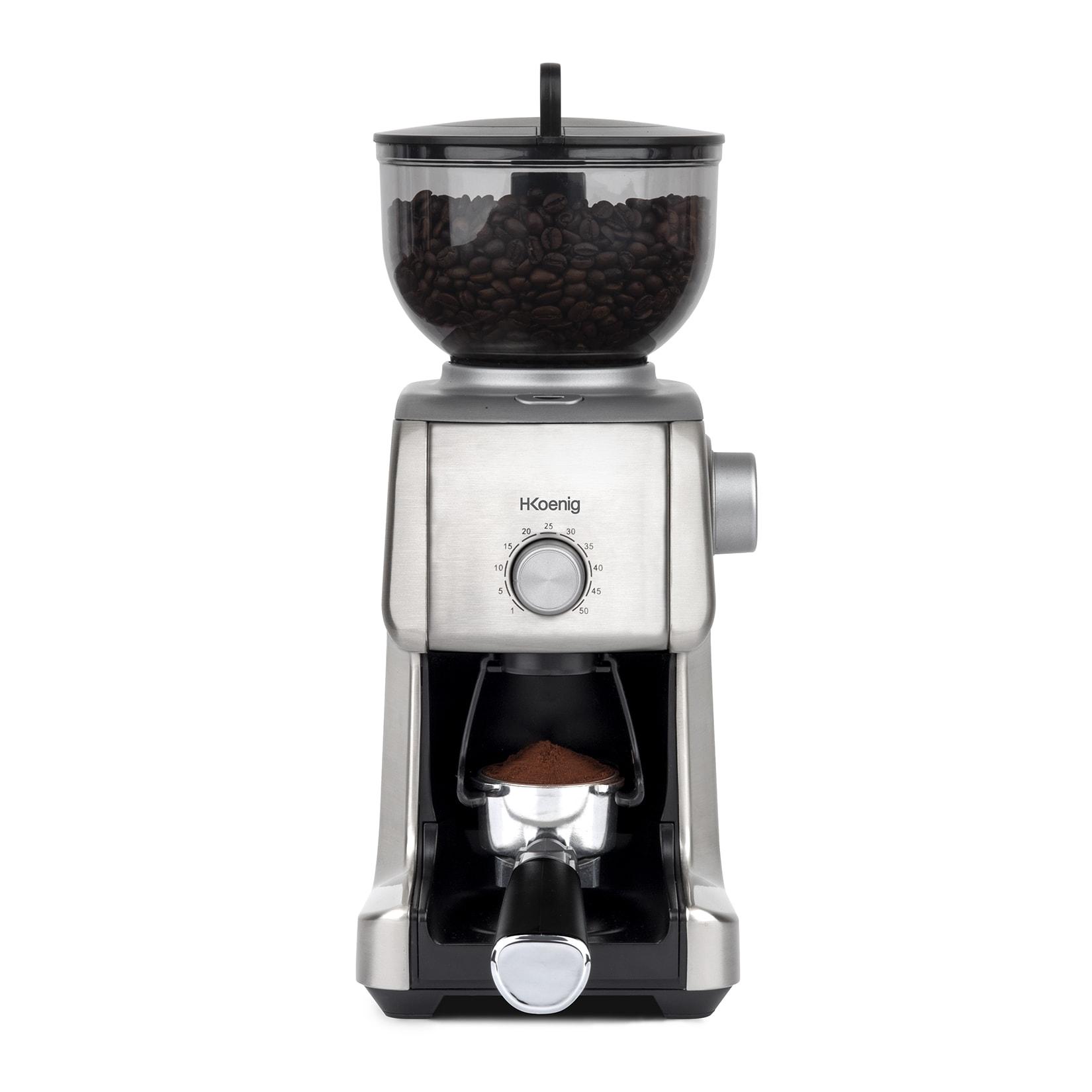 H.Koenig Elektrische Kaffeemühle GRD830, 16 Stufen, leistungsstark 130W, Kapazität 400g