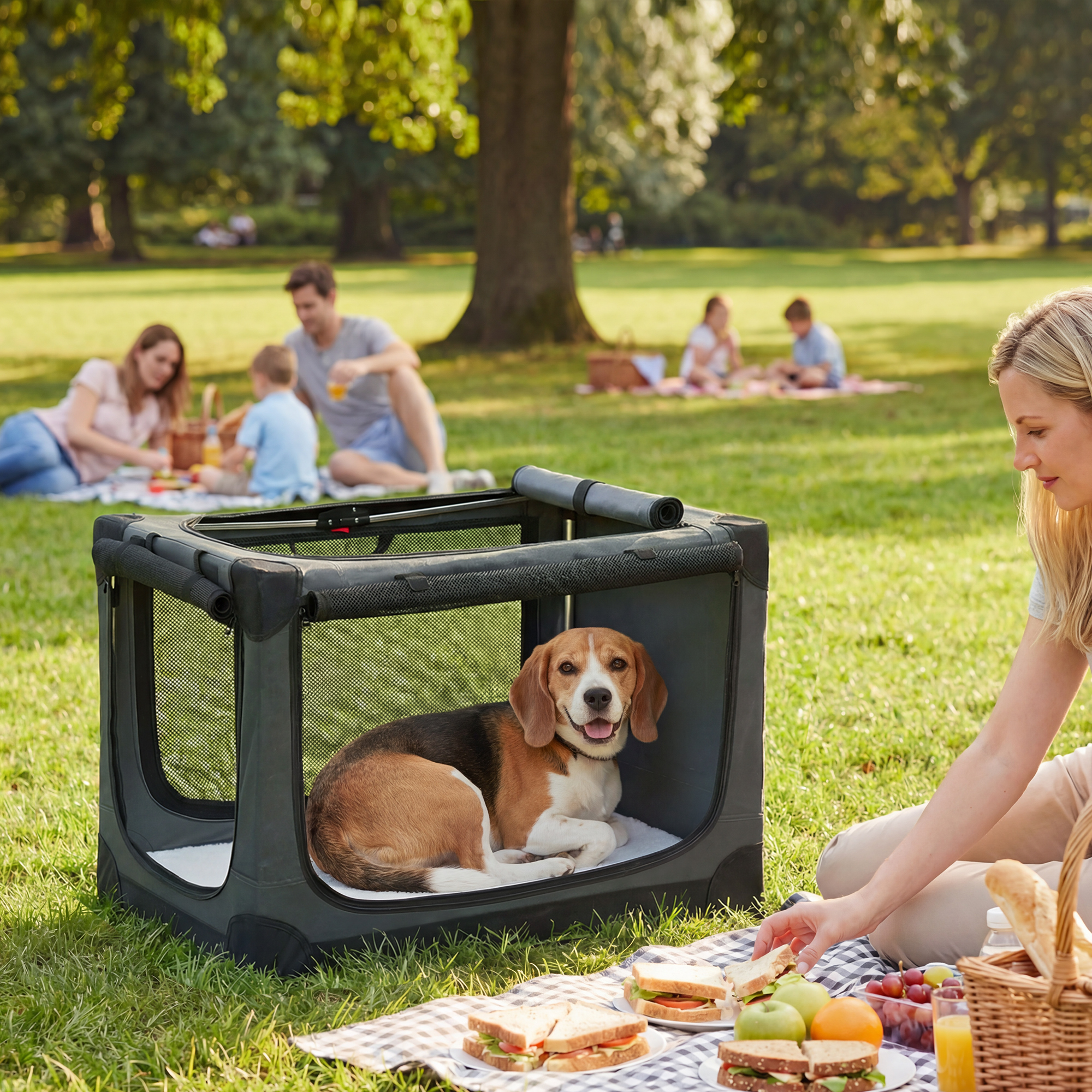 Pawhut Trasportino Morbido per Cani e Gatti Pieghevole con Cuscino, Copertura Lavabile, Porte, in Oxford Traspiranti 600D, 76x54x54 cm, Verde   Aosom Italy