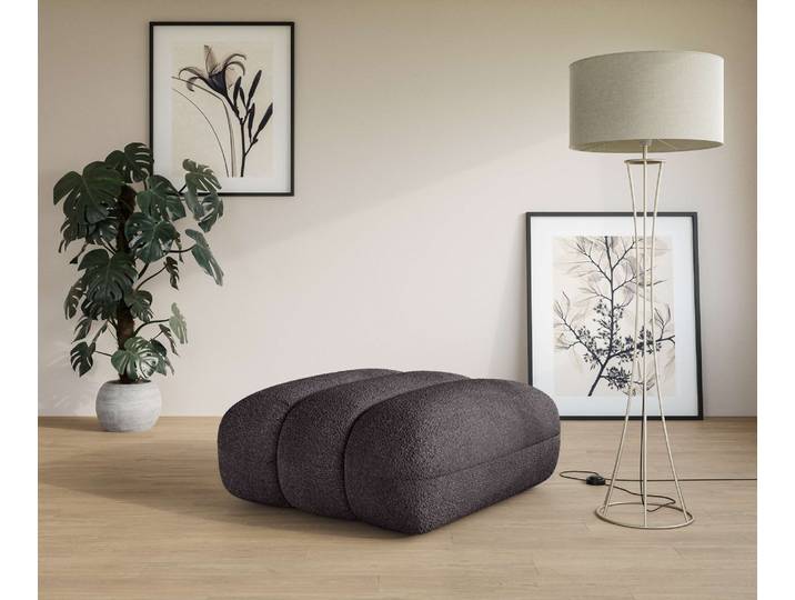 Polsterhocker, Bouclé, Anthrazit, 90×106×46 cm, Moderne Steppung, Gemütlich, LeGer