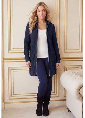Plus Size Women's Waffle Mega Length Zip Hoodie by Roaman's in Navy (Size 42/44)