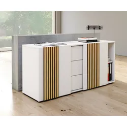 Sideboard 2 Ordnerhöhen weiß mit Akustikpaneelen