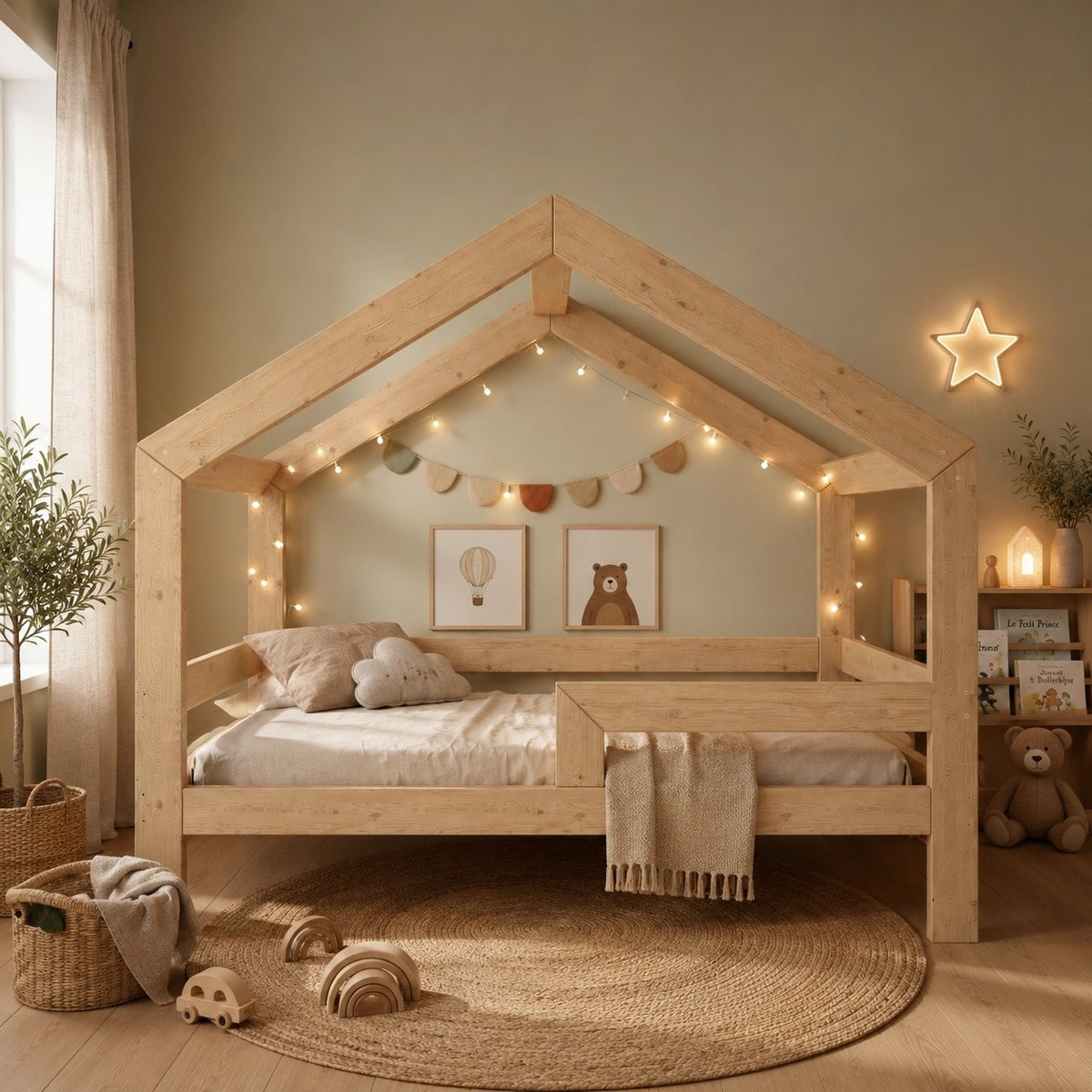 Need Sleep Montessori Kinderbed Huisbed - Naturel Hout - 70 x 140 cm