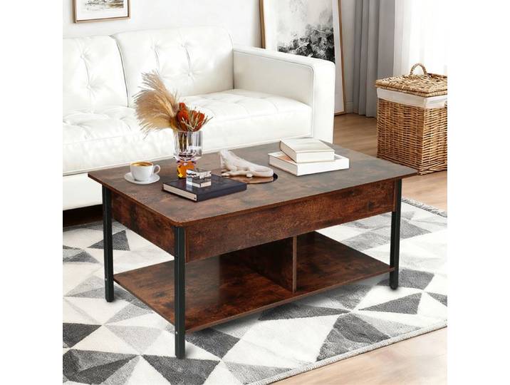 YIPEEMA. Table basse multifonctionnelle réglable en hauteur 90*48*62cm couleur bois.
