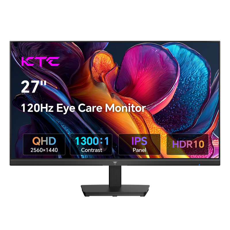 KTC 27 inch computermonitor H27D9 - QHD 2K 120 Hz - IPS-paneel - 2560 x 1440 - Adaptive Sync - HDR - HDMI DP - Eye-care - VESA-montage