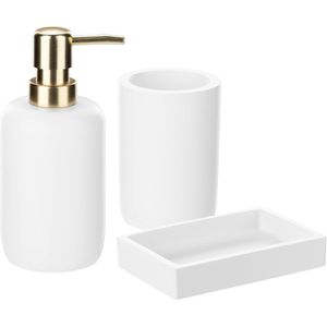 Navaris Badaccessoires-Set 56525.02, 3-teilig, aus Kunstharz, weiß