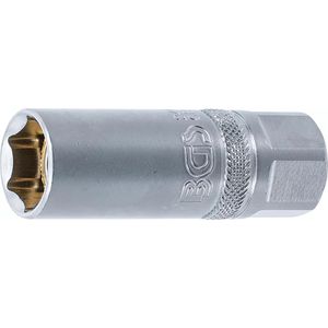 BGS-technic Zündkerzenschlüssel 2468, Steckeinsatz mit Magnet, 16 mm Schlüsselweite, Sechskant, Aufnahme 1/2 Zoll