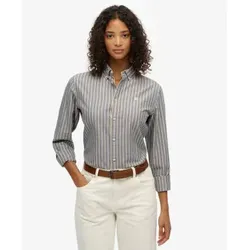 Superdry für Damen. W4010565A Schmal geschnittenes Oxford-Hemd blau (L), Lässig, Baumwolle, Langarm