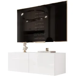 TV-LOWBOARD weiß hochglanz, hängend mit LED-Beleuchtung