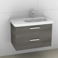 Artiqua 411 Waschtischunterschrank für DuraStyle 232680 Becken rechts Graphit Struktur quer, 411-WU2 411-WU2L-D43-7098-401
