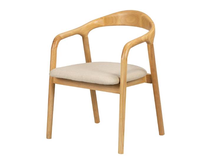 Armlehnenstuhl ELVA 56 x 78 x 61cm Einzelstuhl Beige/Beige Gummibaum