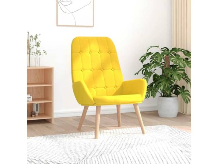 IBUQDDV Relaxsessel Hellgelber Stoff Polyester Sperrholz Metall Holzfüße Weiches Polyester, stabiles Sperrholz-Metallgestell, Holzfüße, dicke Polsterung, für Wohnzimmer, Schlafzimmer, Büro