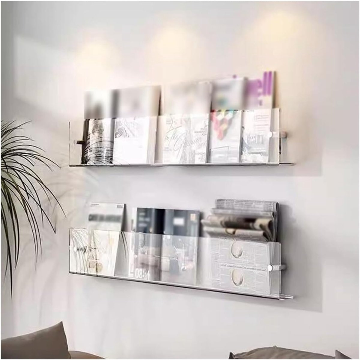 Helder Acryl Wandmontage Tijdschriftenhouder - 90 cm