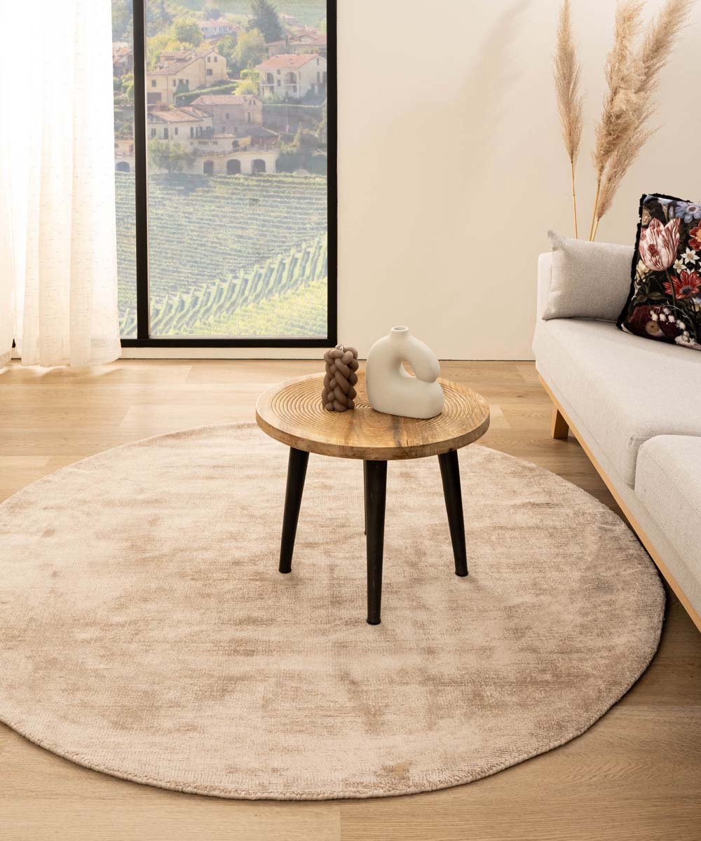 Paon Brillant Viscose Vloerkleed Rond - Glamour Beige