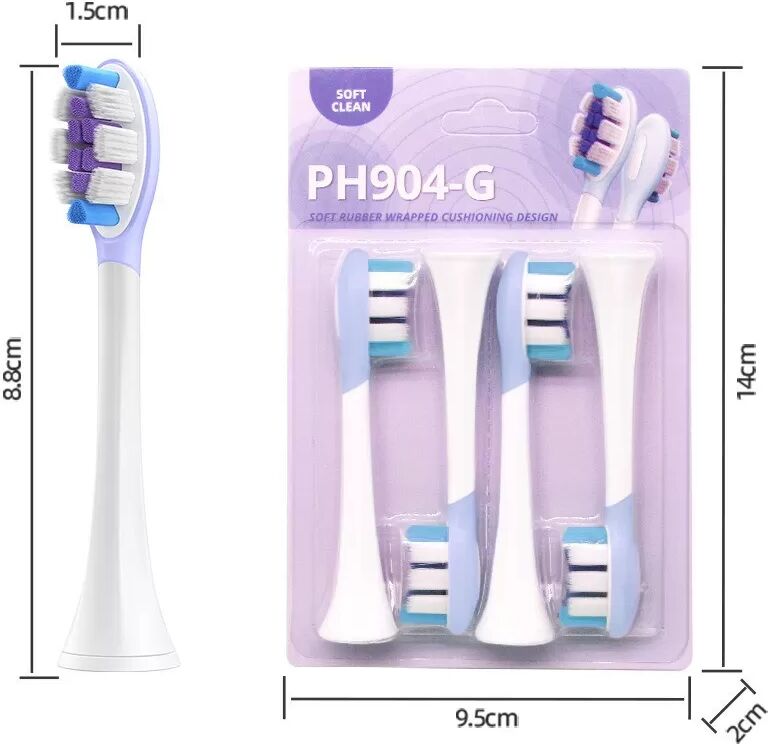 INF Schallzahnbürsten-Ersatzköpfe (8 Stk.) kompatibel mit Philips HX369 Violett