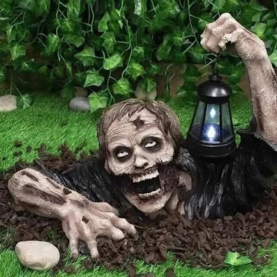ilyeco Halloween Zombie Crawling Horror Decor, Scary Led Lights Zombie Holding Lantern Outdoor Figurine Light Halloween Zombie Crawling Horror Decor, Scary Led Lights Zombie Holding Lantern Outdoor Figurine Light
