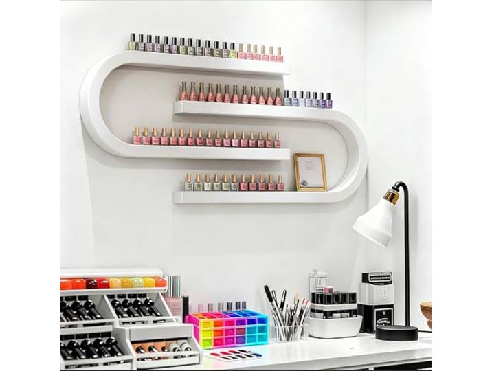 FUYAO An der Wand montiertes Regal für Nagellackflaschen, U-förmiges Parfüm-Aufbewahrungsregal für ätherische Öle, multifunktionaler hängender Parfümhalter für Salon