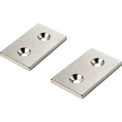 TRU COMPONENTS W40L25T5-2M4 Permanent-Magnet Rechteckig (L x B x H) 40 x 25 x 5 mm N35 Grenztemperatur (max.): 80 °C 1218999