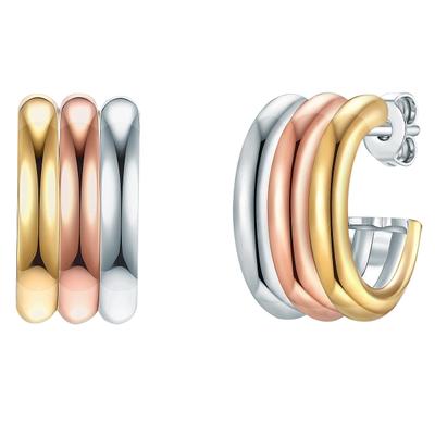 Paar Creolen RAFAELA DONATA "Set: RD7717", rosa (silber), Ohrringe, Damen, 16,6, aus Sterling Silber