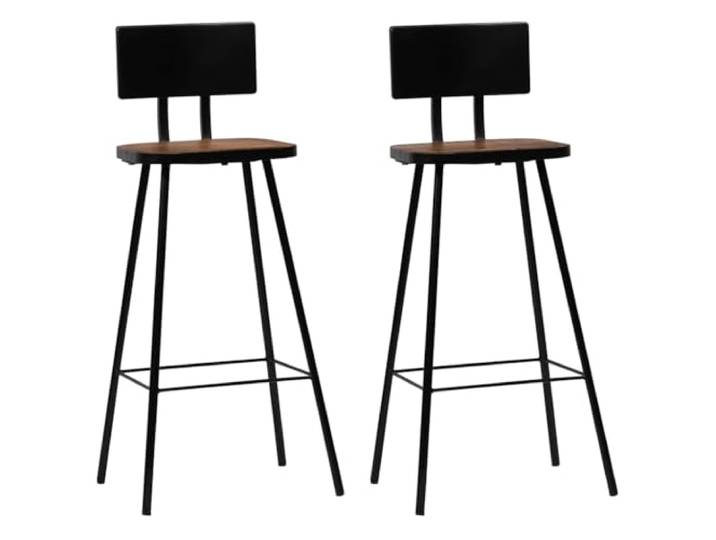NLQMSU Barhocker aus Massivholz, 2 Stück, mit Rahmen Recyceltes Holz, industrieller Stil, robuster Stahlrahmen, bequeme Fußstütze, einfache Montage, 110 kg Kapazität