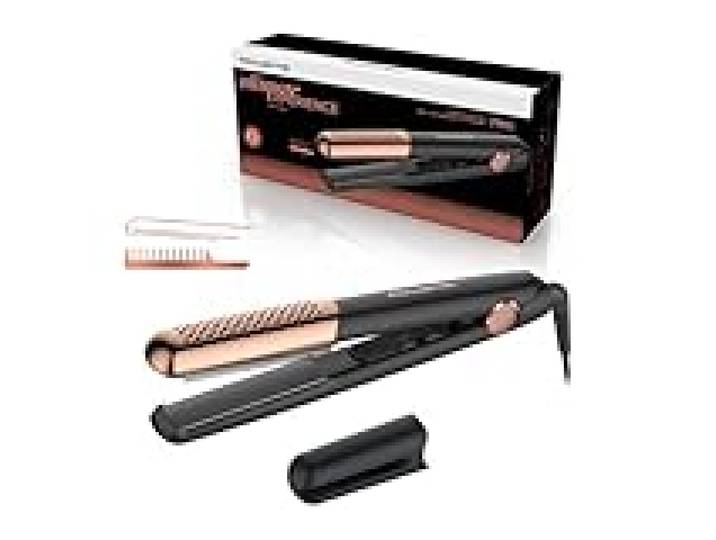 Rowenta Lisseur cheveux professionnel, Revêtement céramique, Lisse et boucle, Glisse exceptionnelle, Embout thermo-protecteur, Arrêt automatique, Ultimate Experience, Noir/cuivre SF8230F0