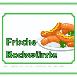 HB-Druck Frische Bockwürste Verkaufsschild Schild A2 (420x594mm)