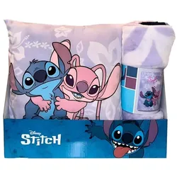 Disney, Babydecke, Stitch & Angel polar blanket + cushion set (140 x 100 cm)