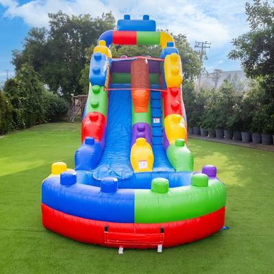 HeroKiddo 26 Ft Block Party Commercial Strength Reinforced Construction Inflatable Water Slide with Splash Pool (Air Blower)