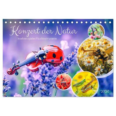 Konzert der Natur - Insekten spielen Musikinstrumente (Tischkalender 2026 DIN A5 quer), CALVENDO Monatskalender