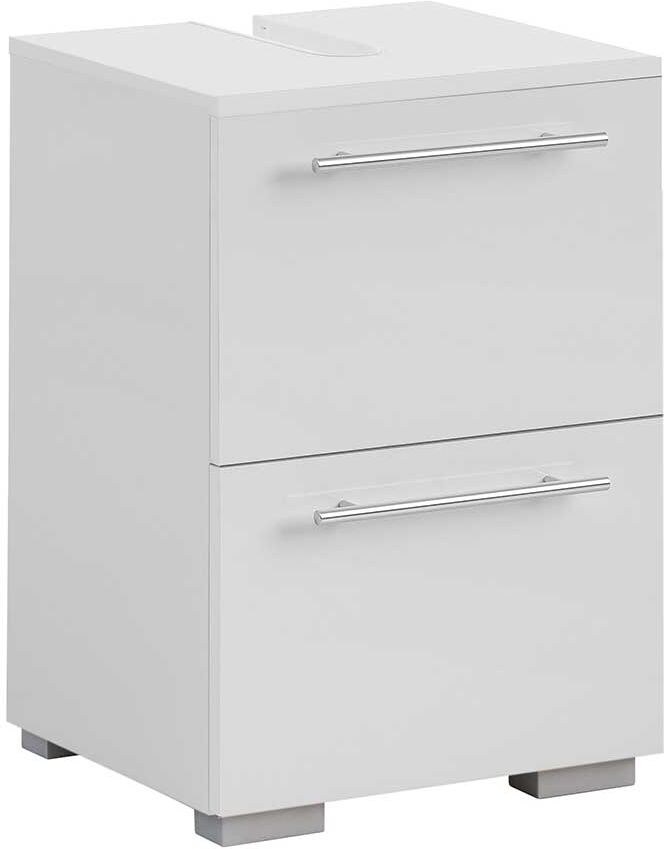 Pharao24.de Waschbeckenschrank klein in Weiß 1 Klappe 1 Schublade