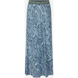 Midirock mit Animal Print Blau 36