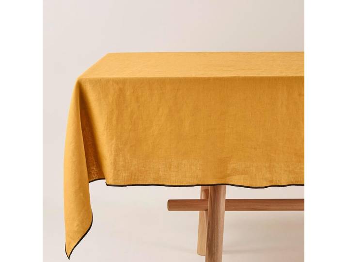 Nappe rectangulaire en lin jaune 170x320 cm