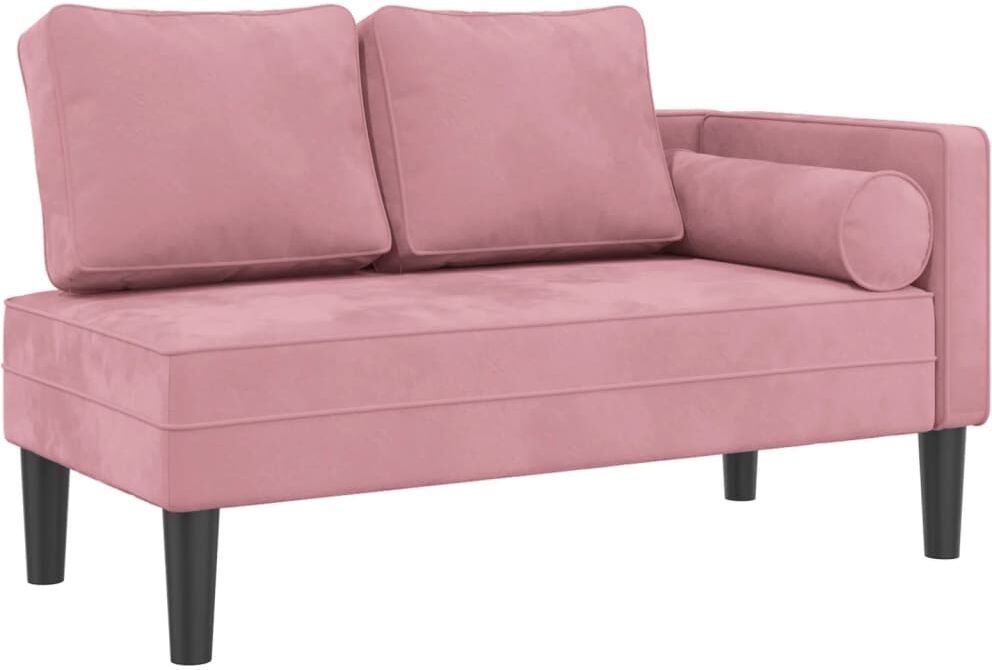 vidaXL Chaise longue avec coussins rose velours