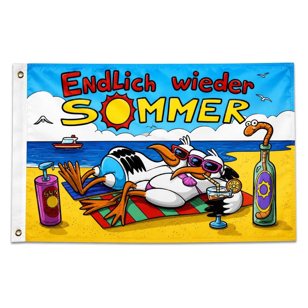 trends4cents Flagge ENDLICH WIEDER SOMMER 90 x 150 cm mit 2 Messingösen (90 x 150 cm) (32195051)