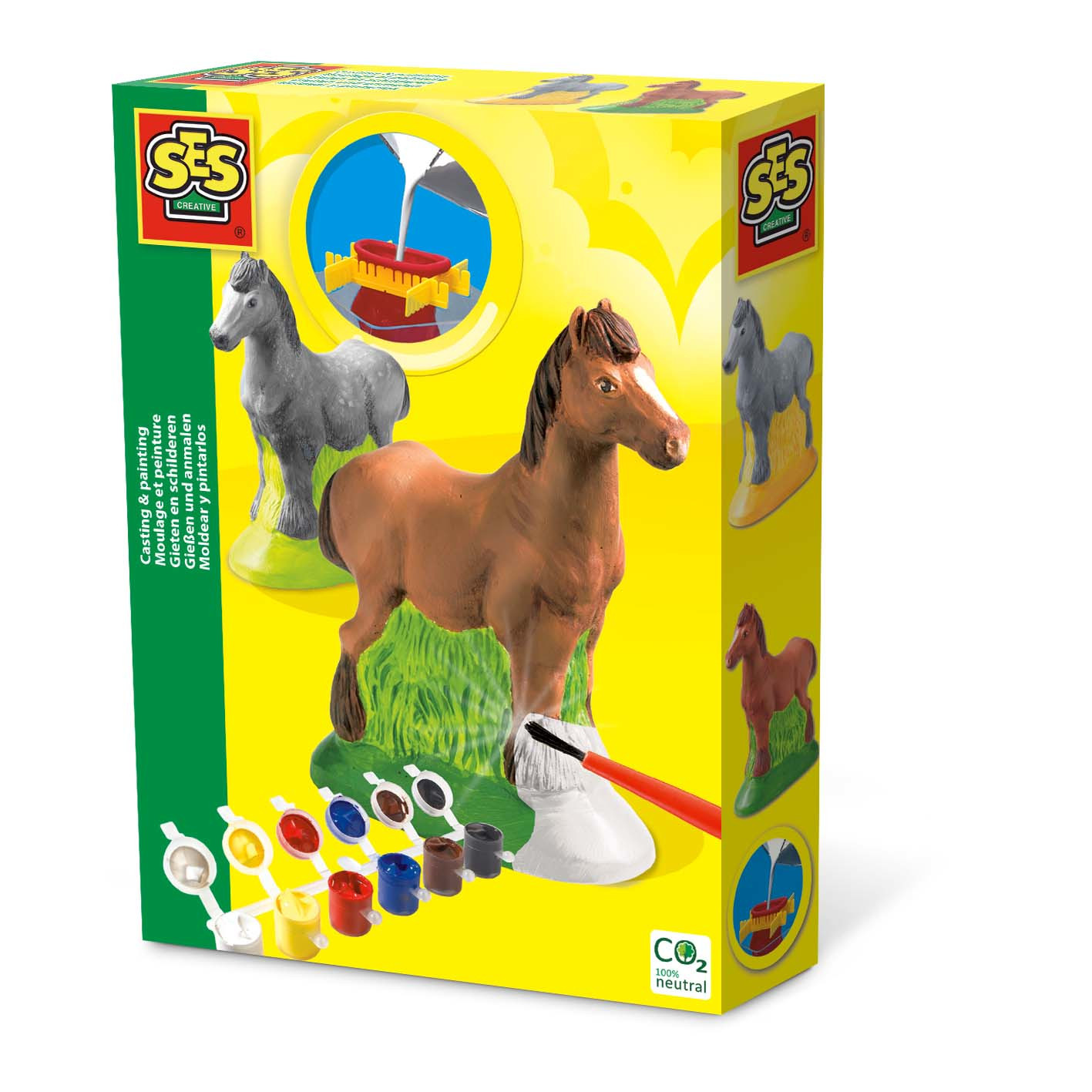 SES Creative Giet- en schilderpakket met paard, latex mal, droogrek, mesje, verf en penseel