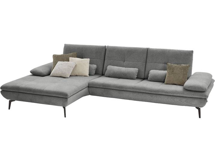 Ecksofa, Recyceltes Polyester, Cyber Grau, 322×188 cm, Ottomane Links, Armteilverstellung, DIE PLANBAR
