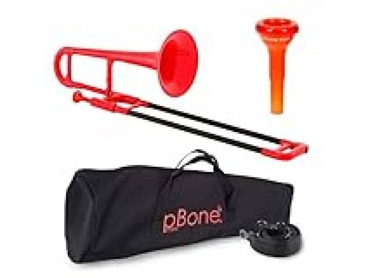 PBONE 700638 Trombone MINI avec embouchure et housse, Rouge