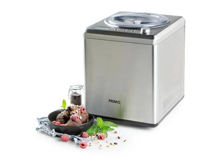 PRIMO PR408IM Sorbetière - Machine à glace - Auto-congelante - Avec Compresseur - 2L - Argent