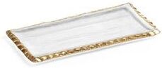 Zodax Cassiel Rectangular Trays with Jagged Gold Rim, Set of 2
