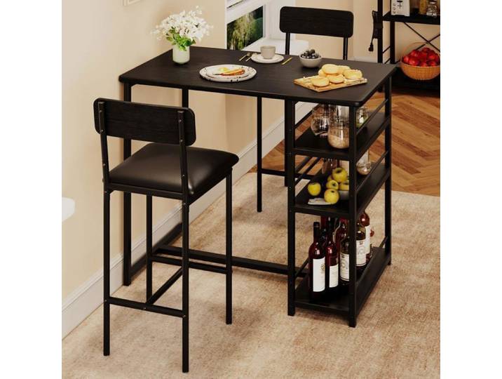 3 ensembles de table à manger pour 2 personnes table à manger haute avec 2 tabourets de bar en velours noir