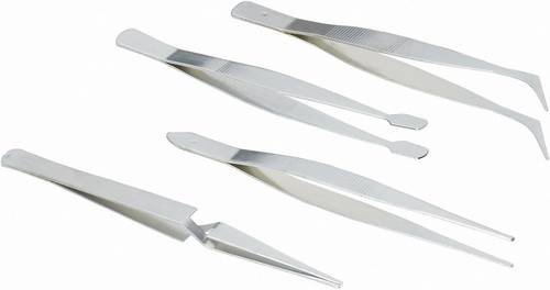 Brüder Mannesmann M 615 Pinzetten-Set 4teilig Hackenspitze, Spitz, Trapez, Flach-rund 110mm