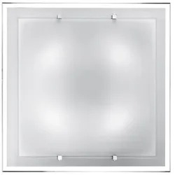 Quadratische weiße Glas-Deckenleuchte 50x50 cm, minimalistisches Design mit 4xE27-Fassungen für diffuses und homogenes Licht im Wohnbereich - Perenz