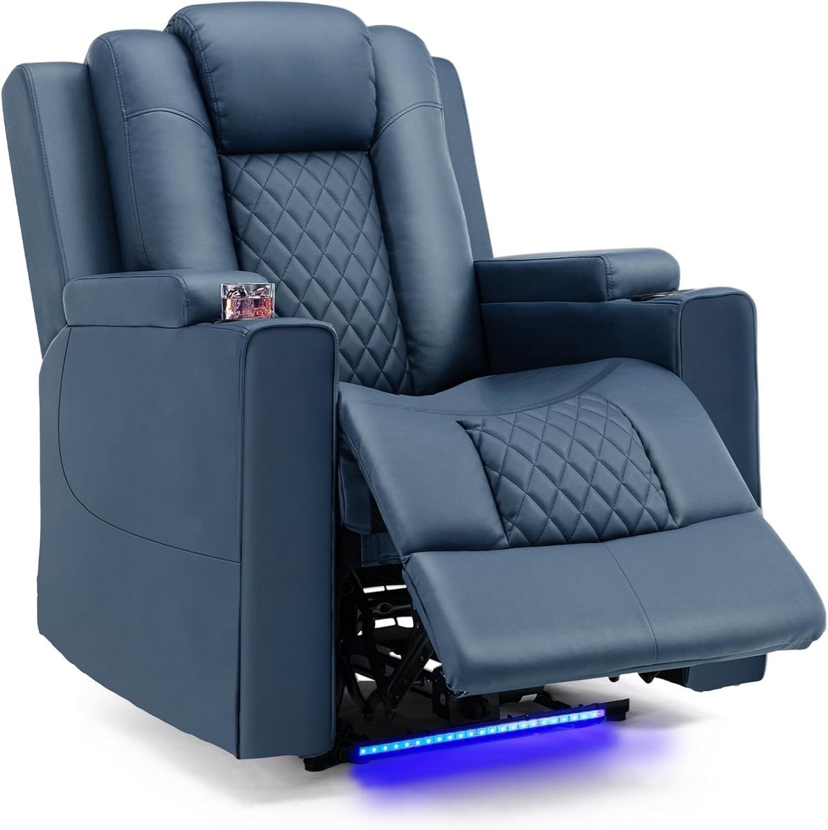 COMHOMA Elektrische Relaxstoel met LED-verlichting en verstelbare ligfunctie, Blauw