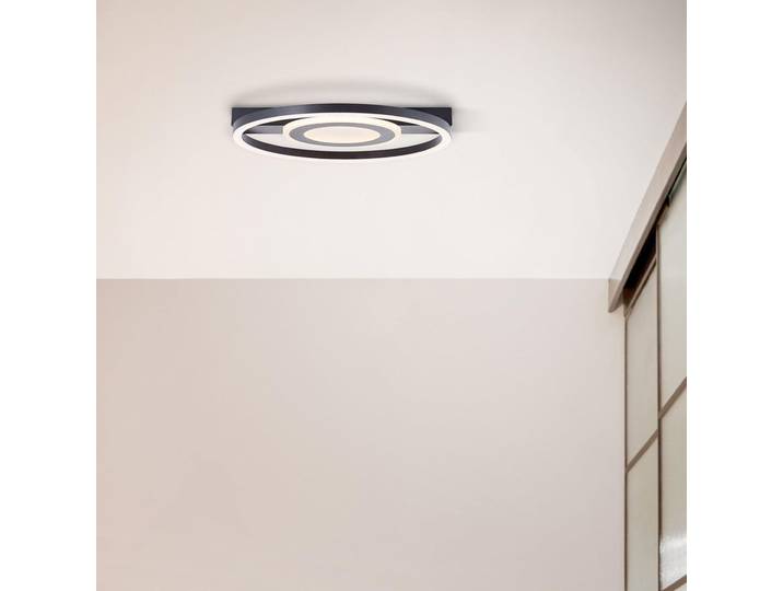 BRILLIANT Plafonnier LED noir intemporel Maureen blanc chaud 22W 2900 lumens 3000 Kelvin 37x37cm